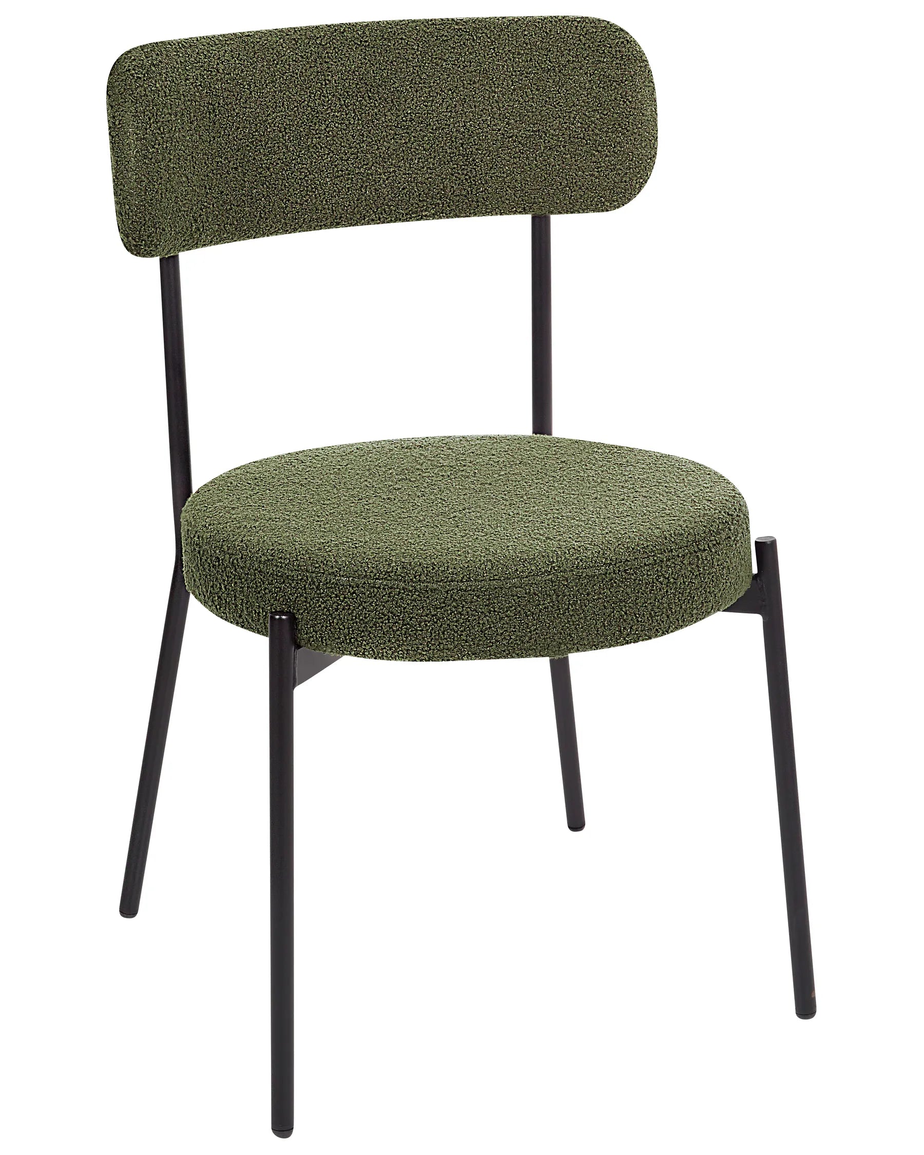 Set of 2 Dining Chairs ALLISON Boucle Dark Green