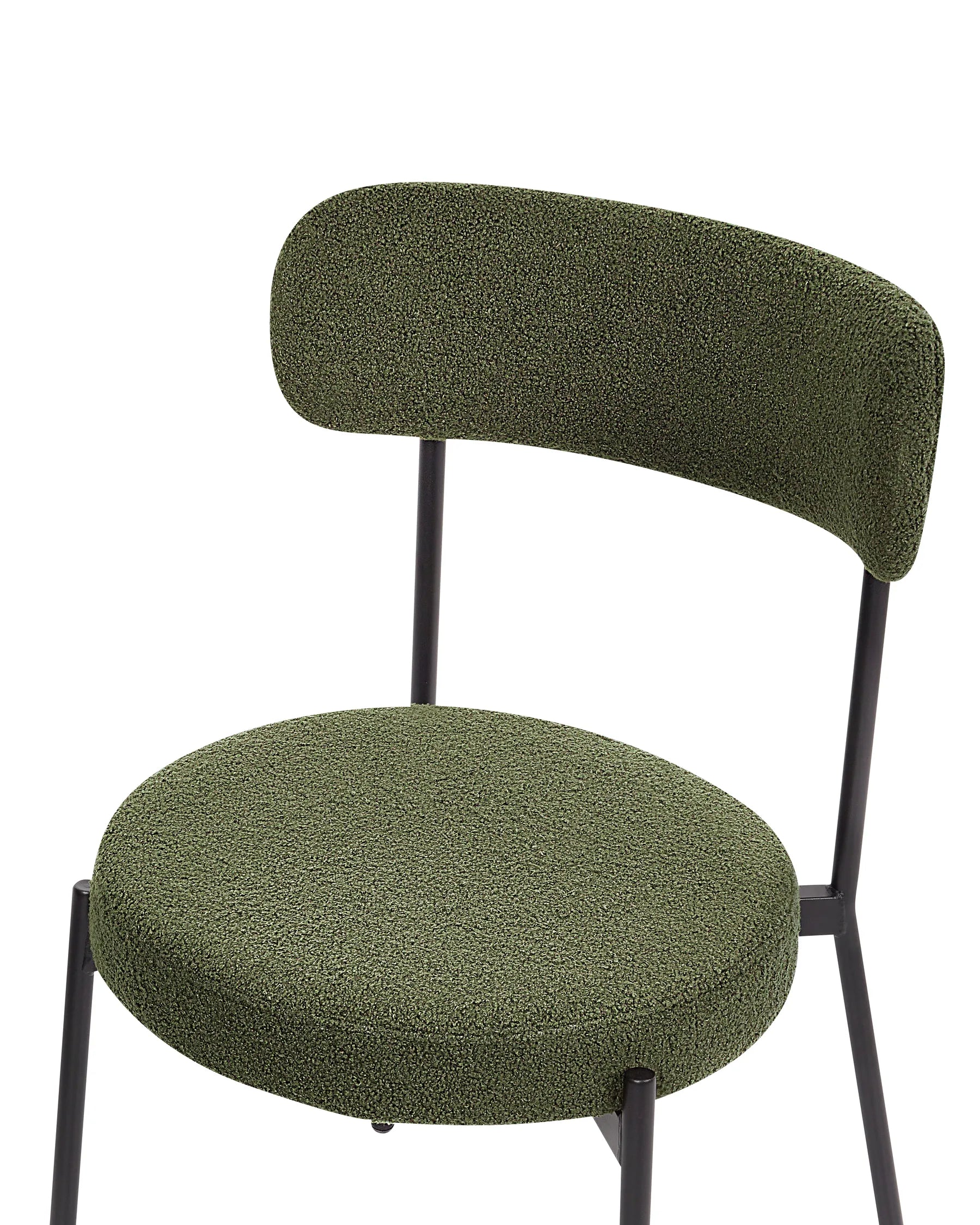 Set of 2 Dining Chairs ALLISON Boucle Dark Green