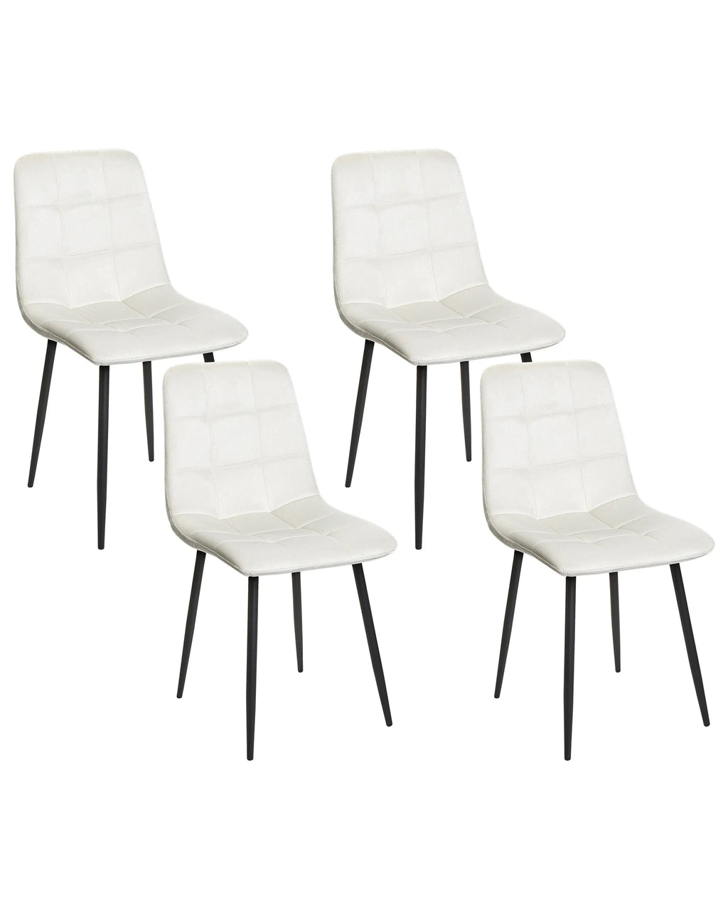 Set of 4 Dining Chairs POWELL Velvet Off-White