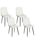 Set of 4 Dining Chairs POWELL Velvet Off-White