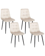 Set of 4 Dining Chairs POWELL Velvet Beige