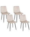 Set of 4 Dining Chairs HAVRE Velvet Beige