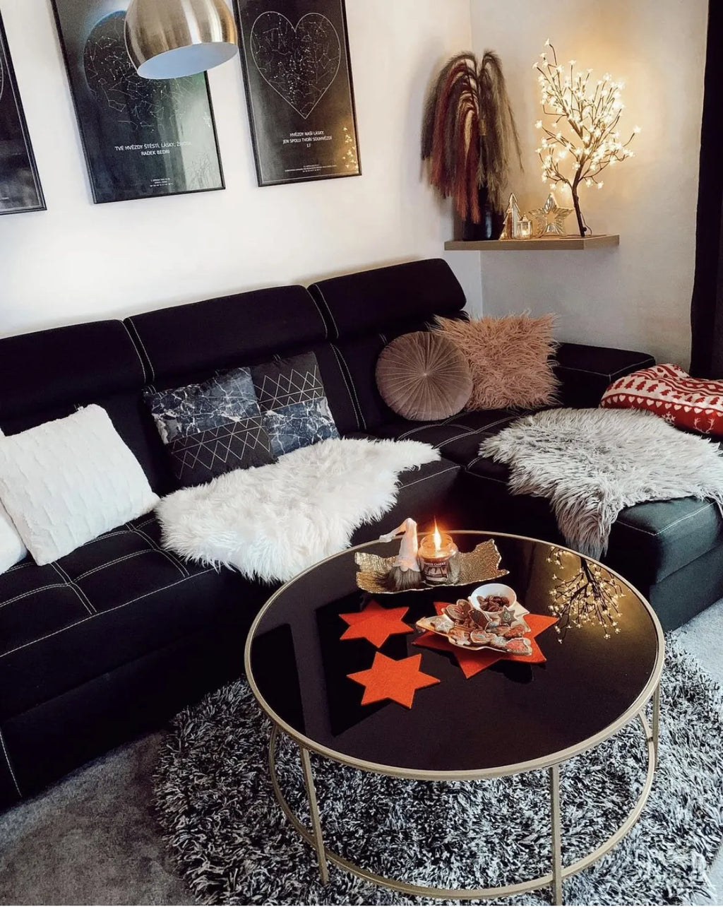 Coffee Table FLORENCE Glass Black/ Gold