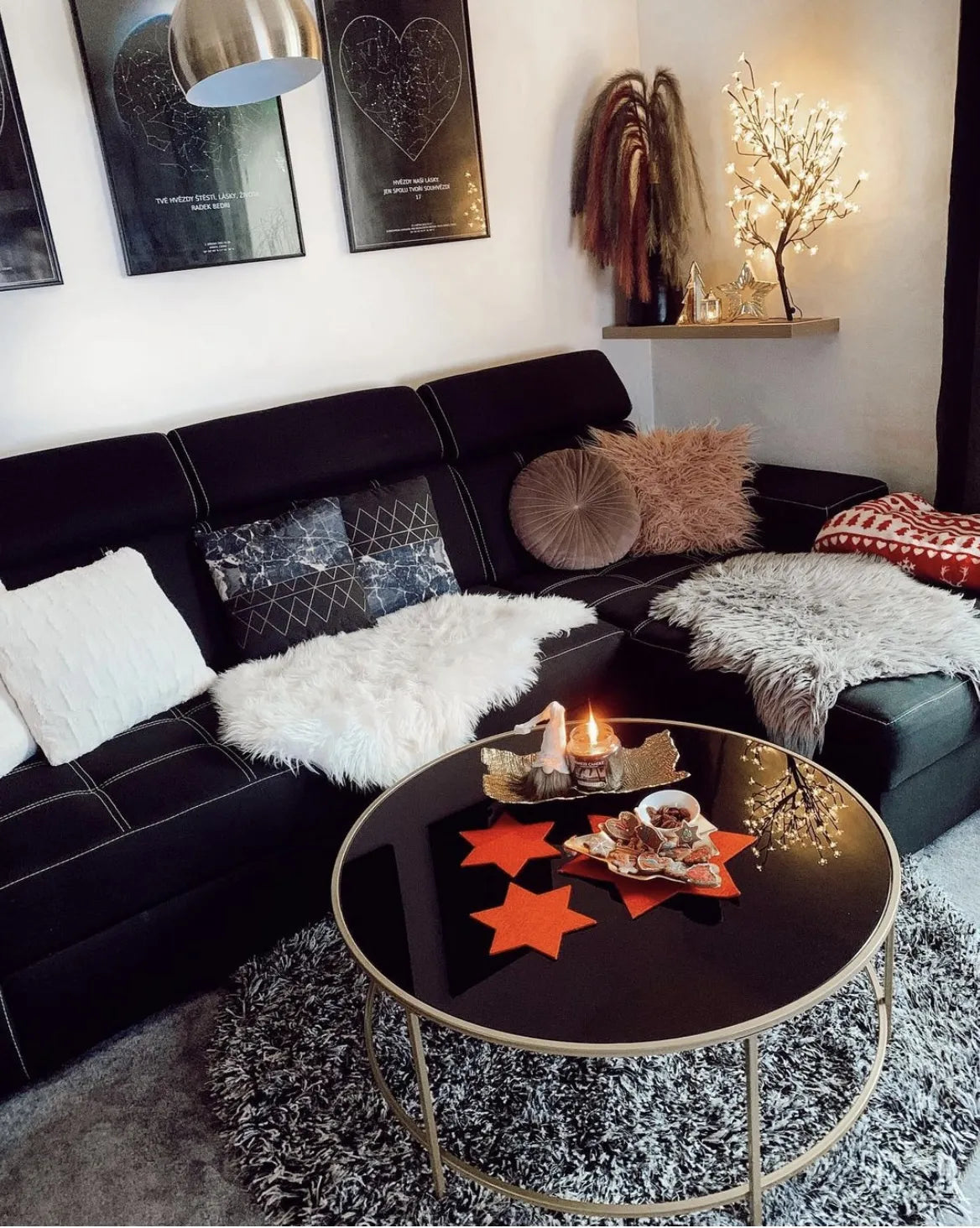 Coffee Table FLORENCE Glass Black/ Gold