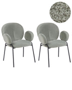 Set of 2 Dining Chairs ELY Boucle Light Green