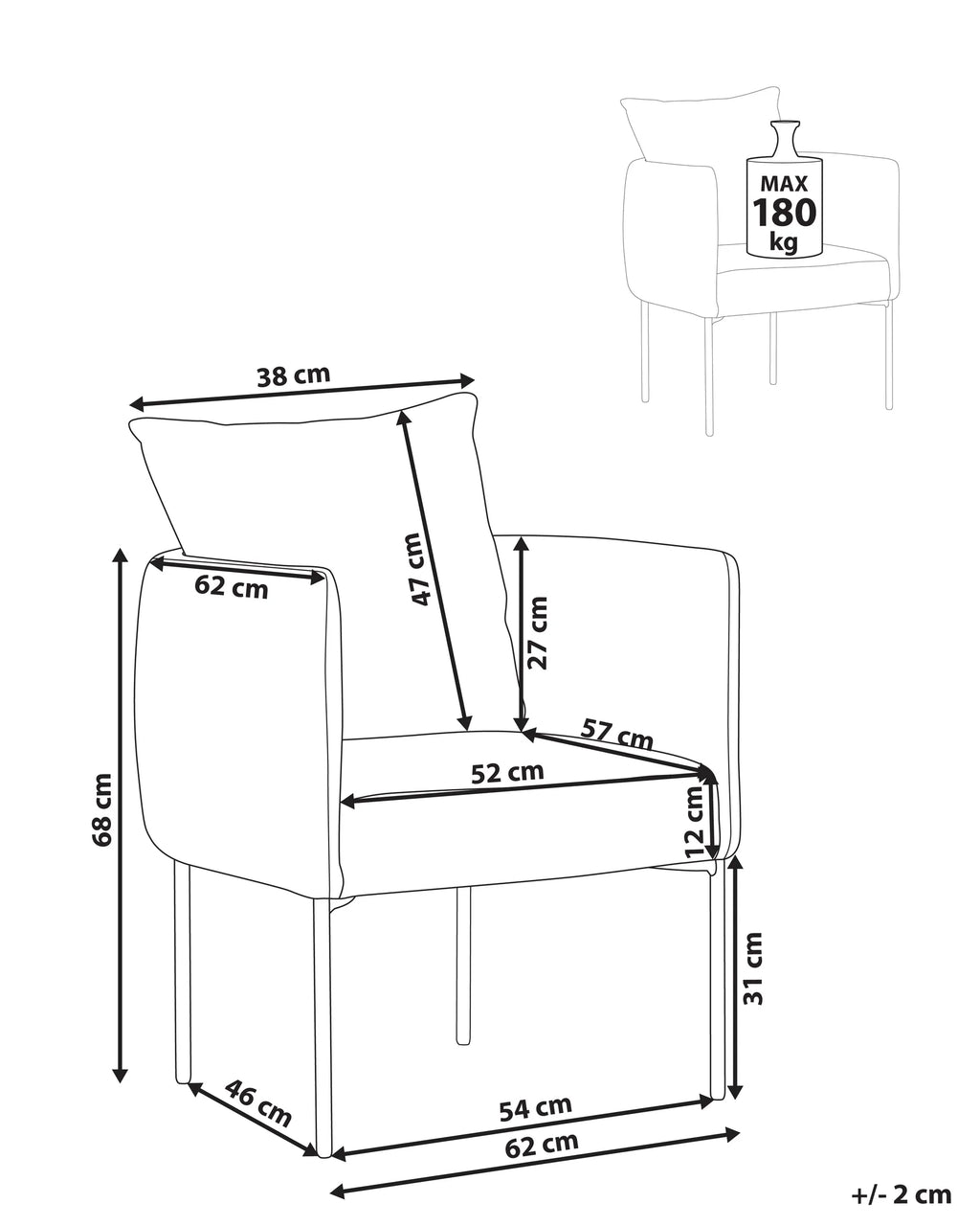 Armchair MALMOS Fabric Light Beige