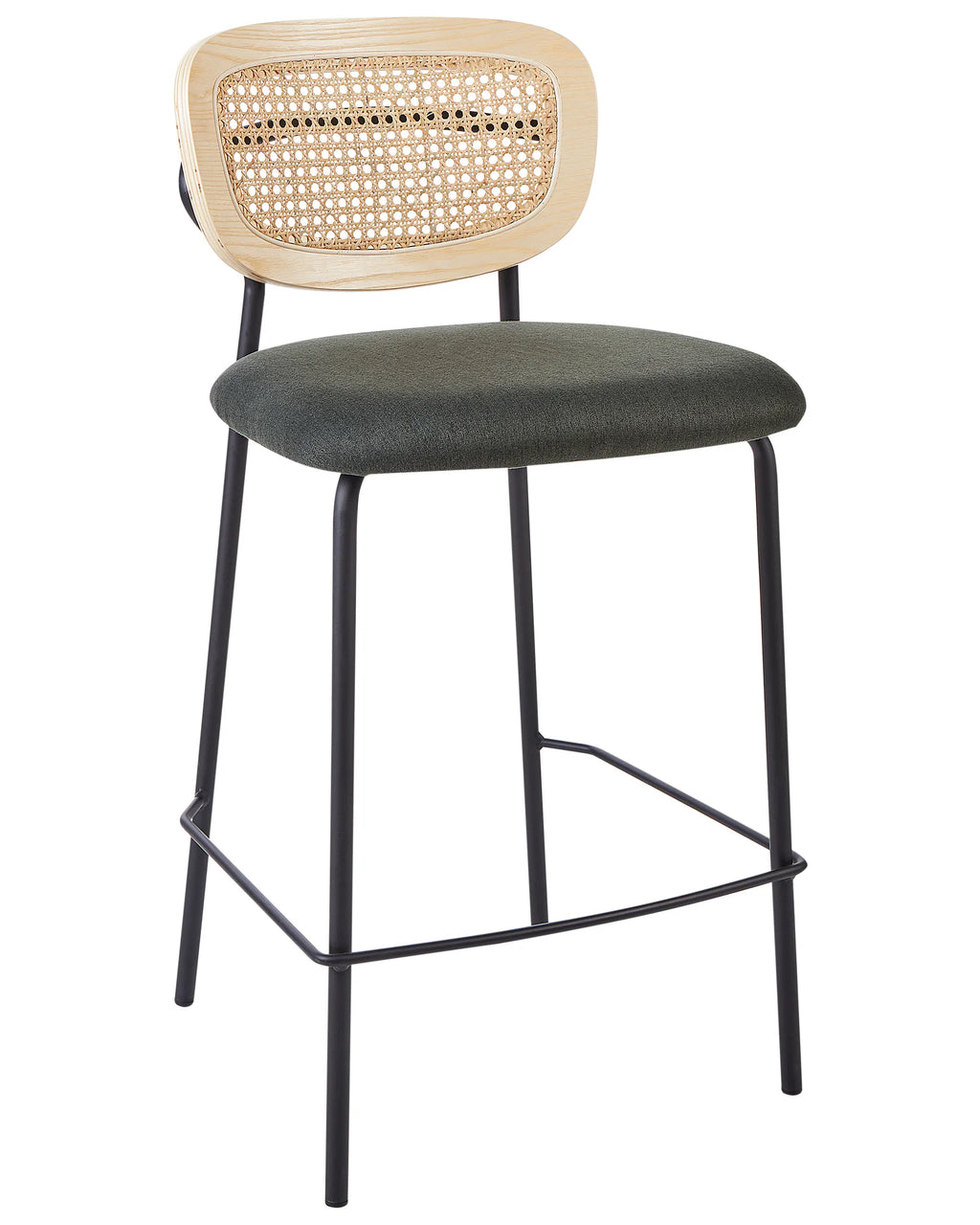 Set of 2 Bar Chairs MAYETTA Rattan Dark Green