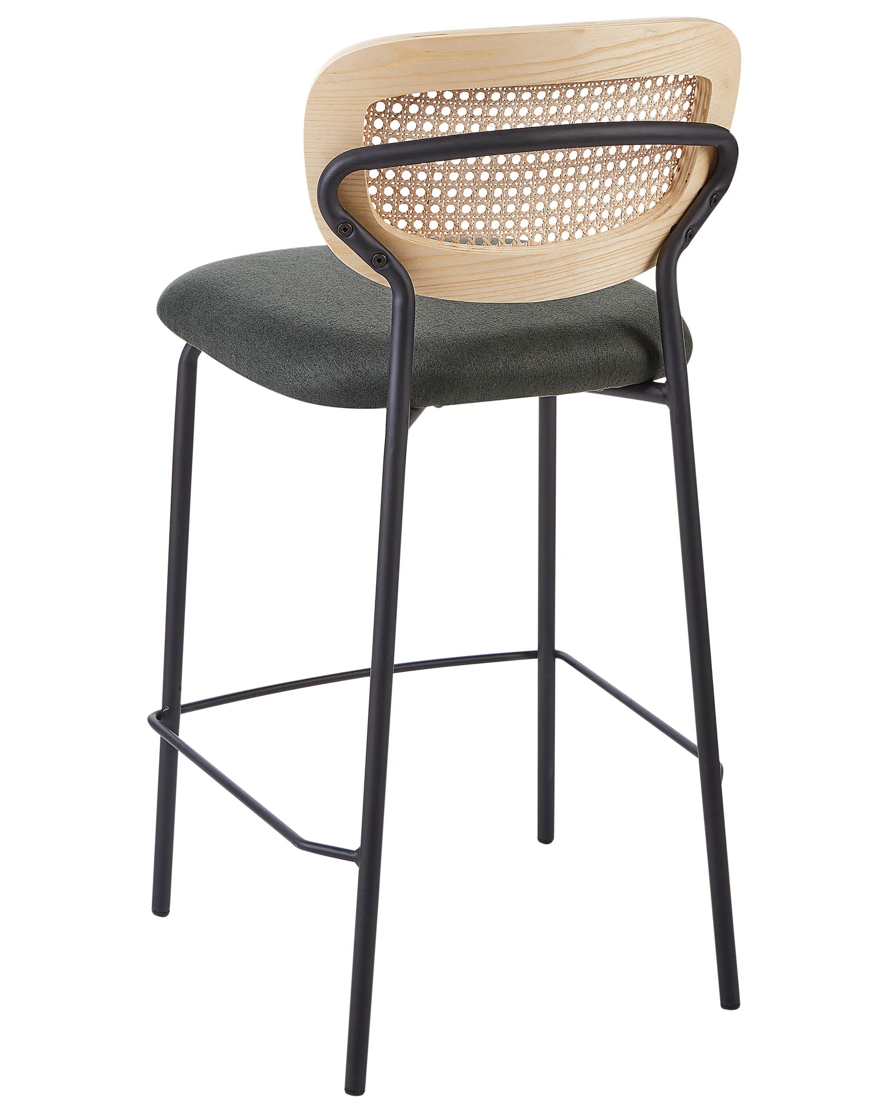 Set of 2 Bar Chairs MAYETTA Rattan Dark Green