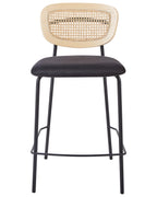 Set of 2 Bar Chairs MAYETTA Rattan Black