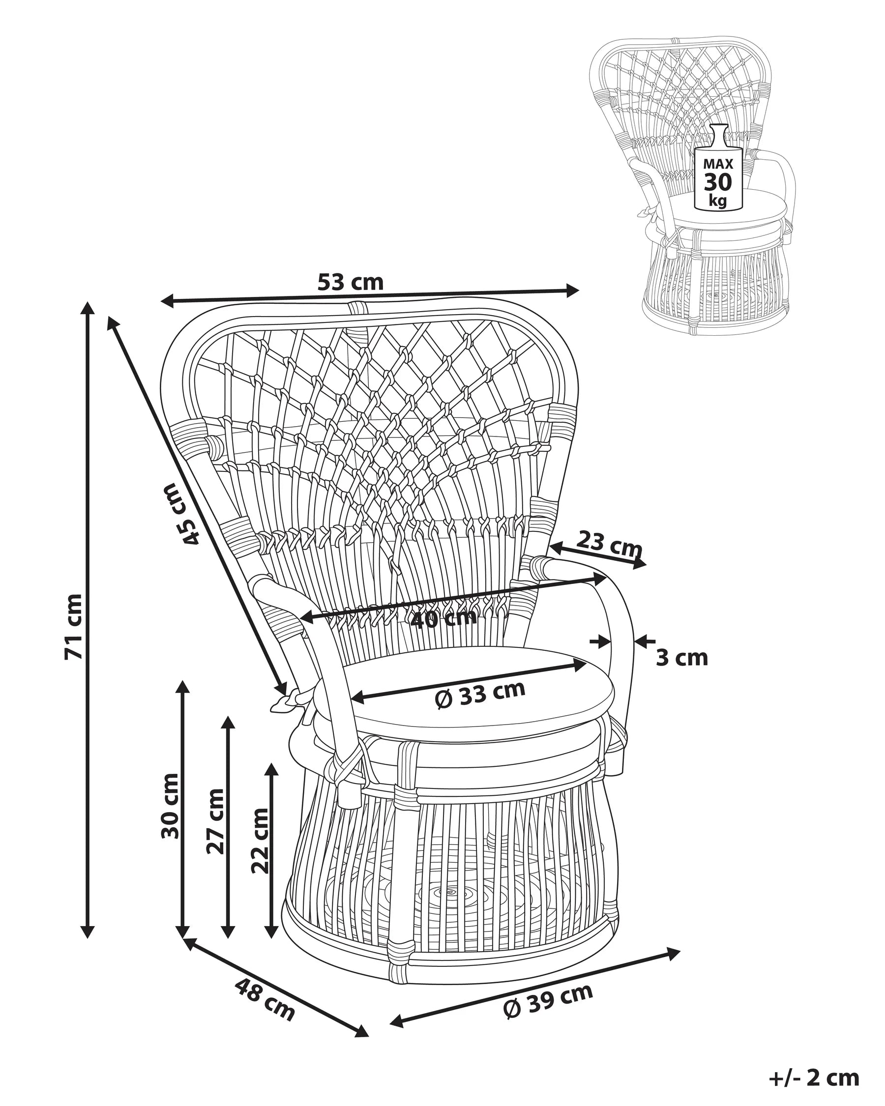 Kids Chair TEMENI Rattan Natural