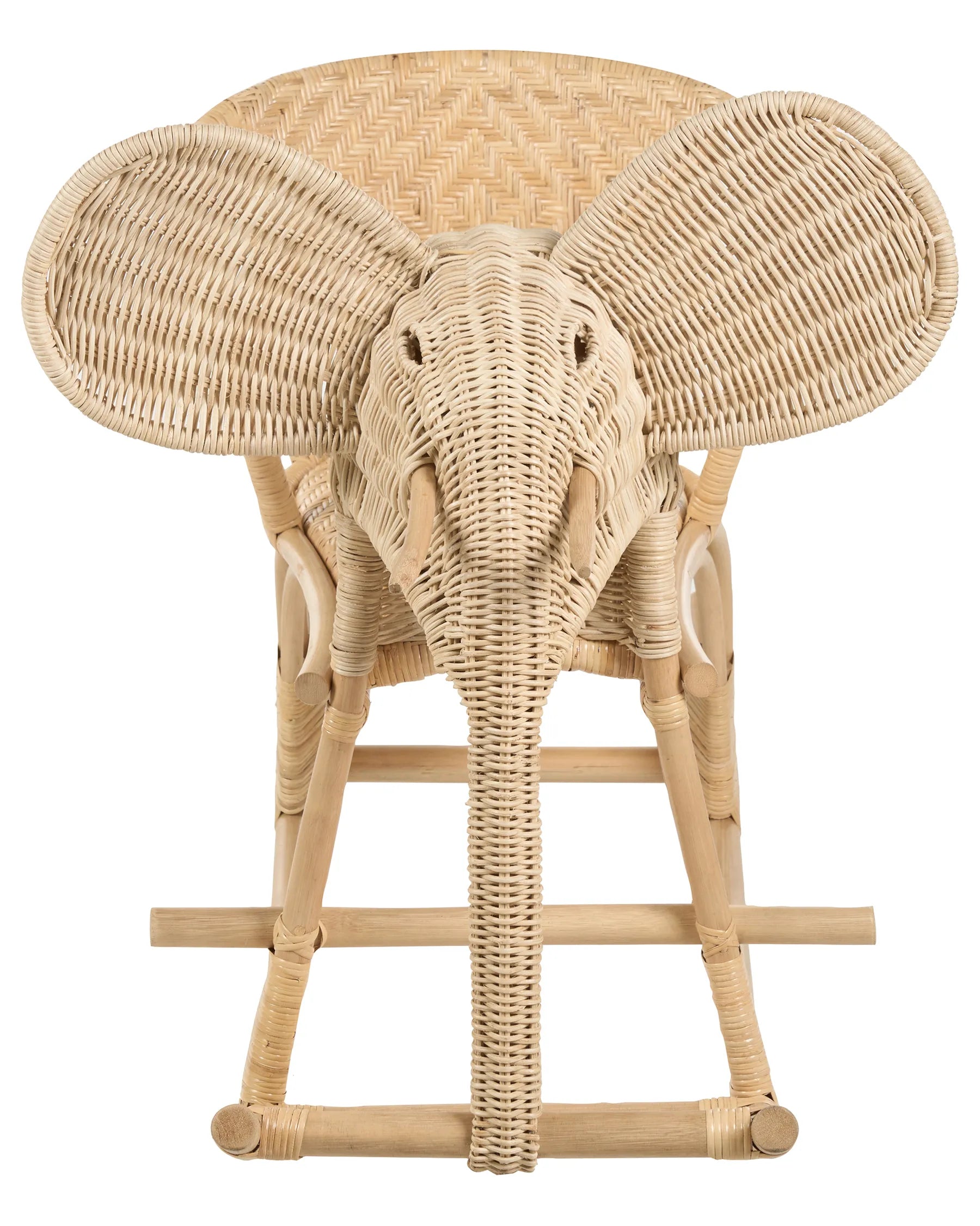 Kids Rocking Chair Elephant AMPOLLINO Rattan Natural