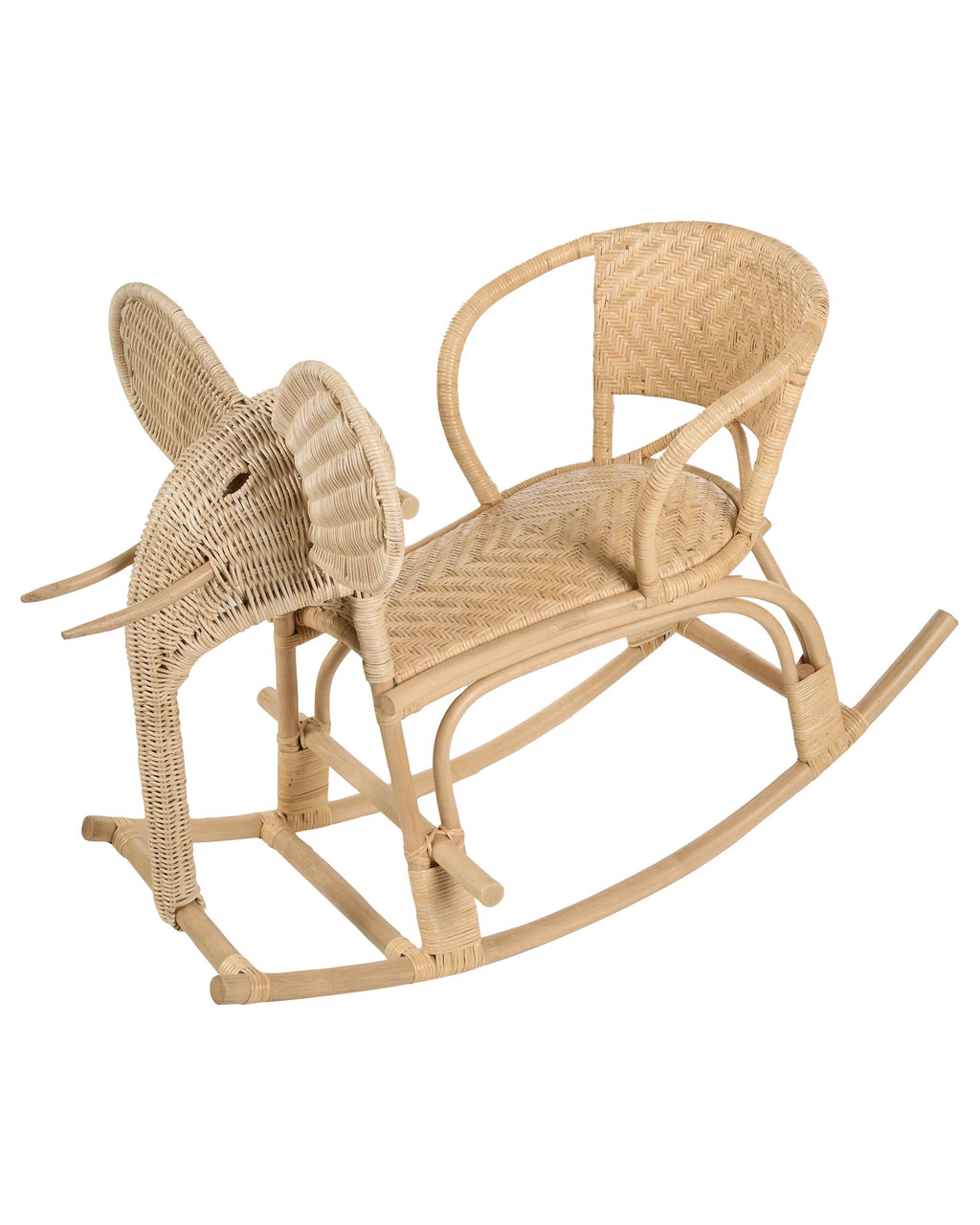 Kids Rocking Chair Elephant AMPOLLINO Rattan Natural