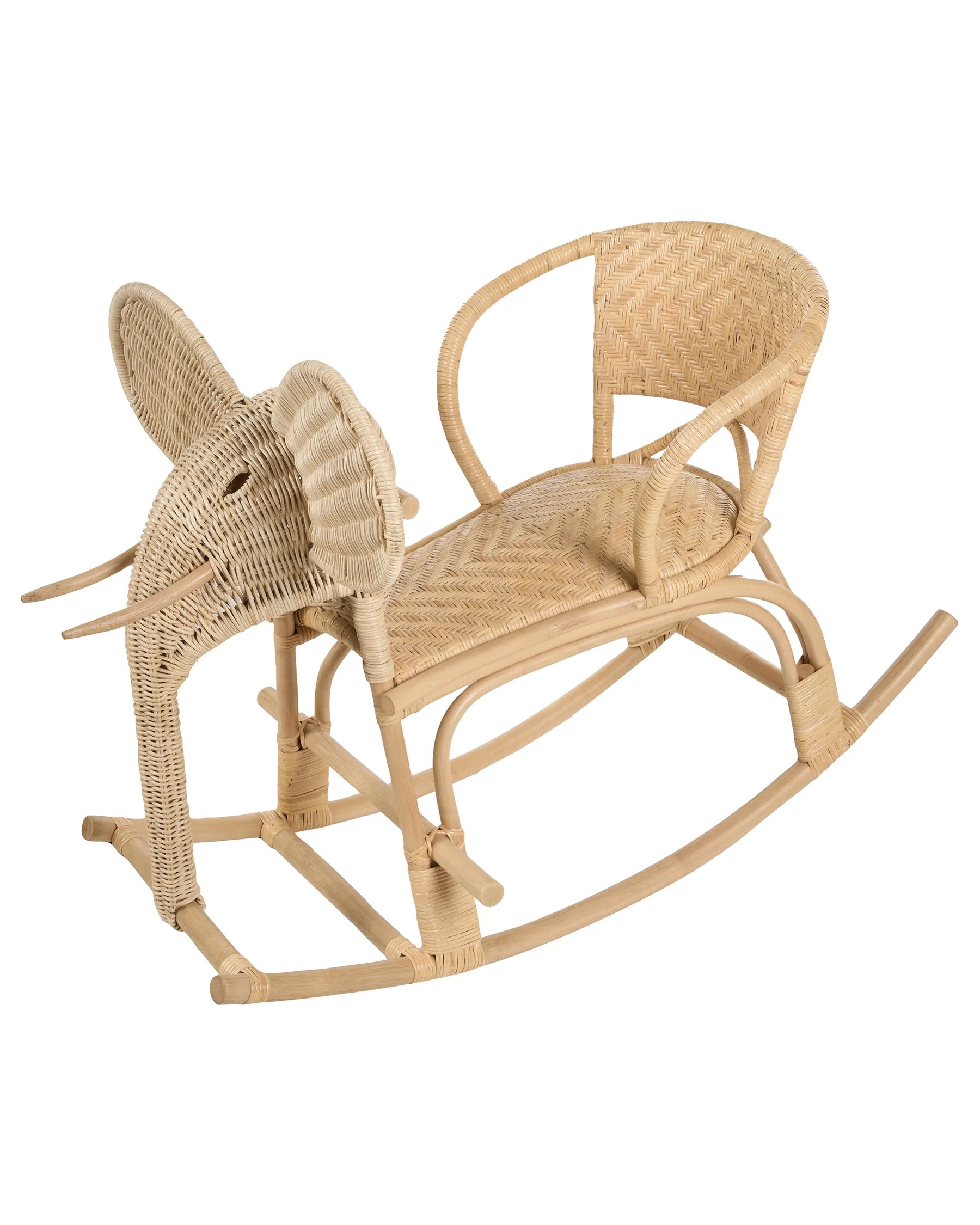 Kids Rocking Chair Elephant AMPOLLINO Rattan Natural