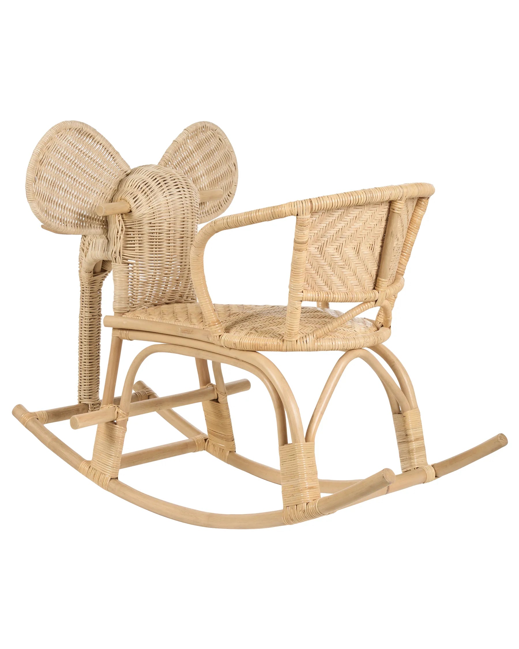 Kids Rocking Chair Elephant AMPOLLINO Rattan Natural
