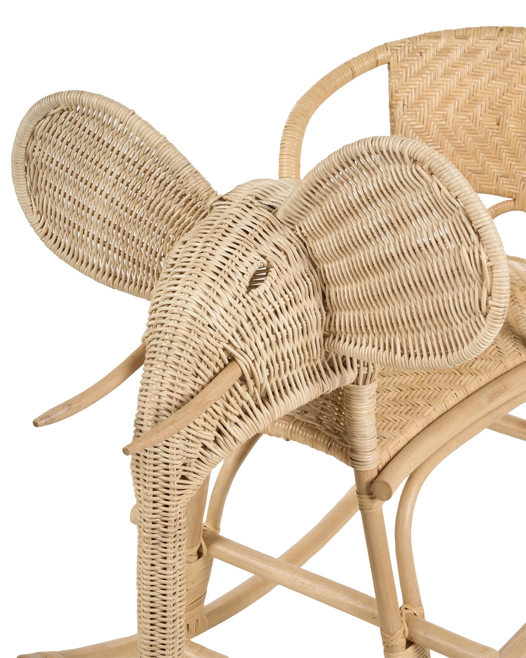 Kids Rocking Chair Elephant AMPOLLINO Rattan Natural