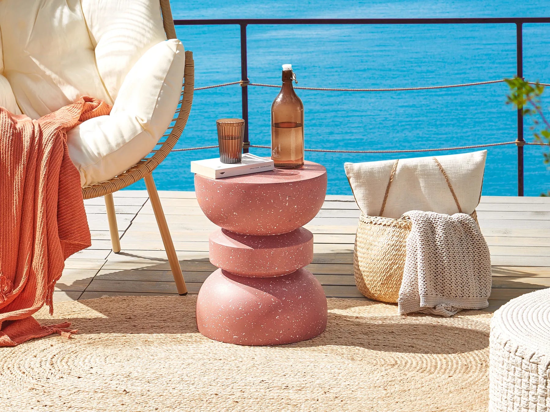Side Table FALIRO 37 cm 37 cm Red Terrazzo