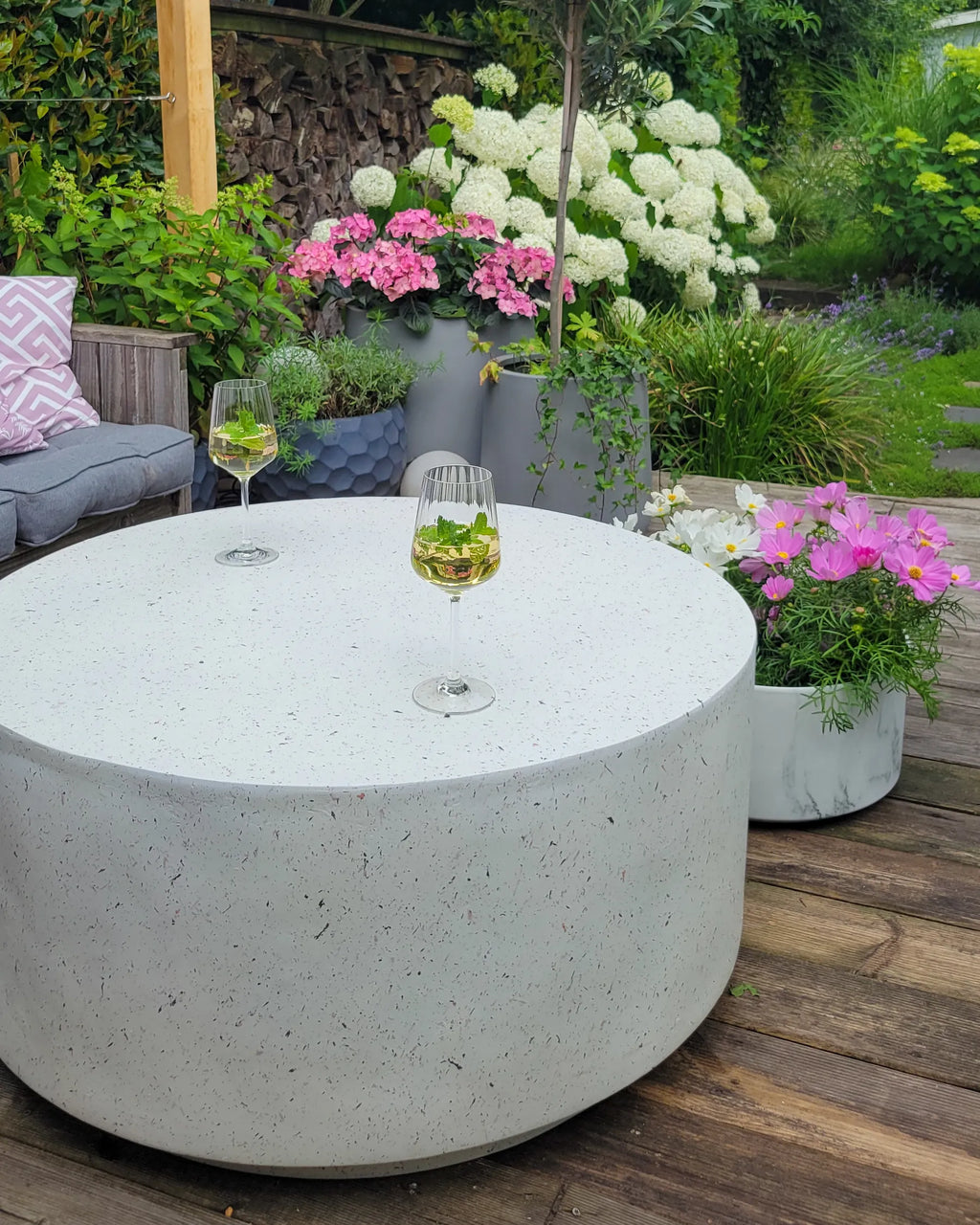 Coffee Table TREZZO 90 cm 90 cm Terrazzo Effect White Terrazzo