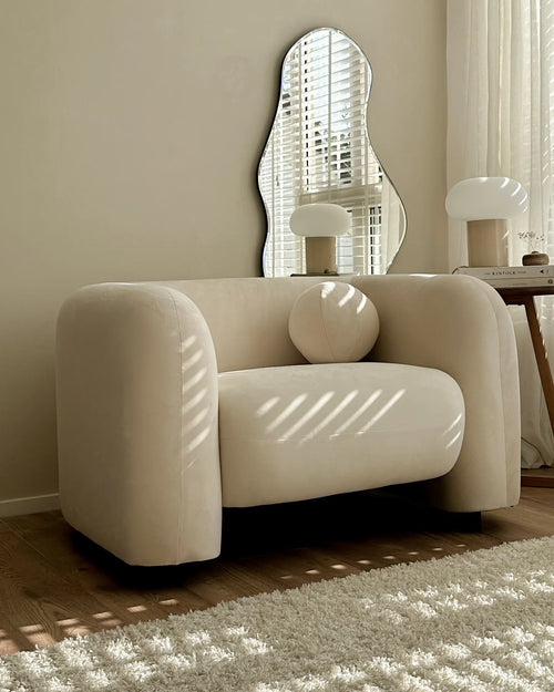 Armchair LEIREN Velvet Off-White
