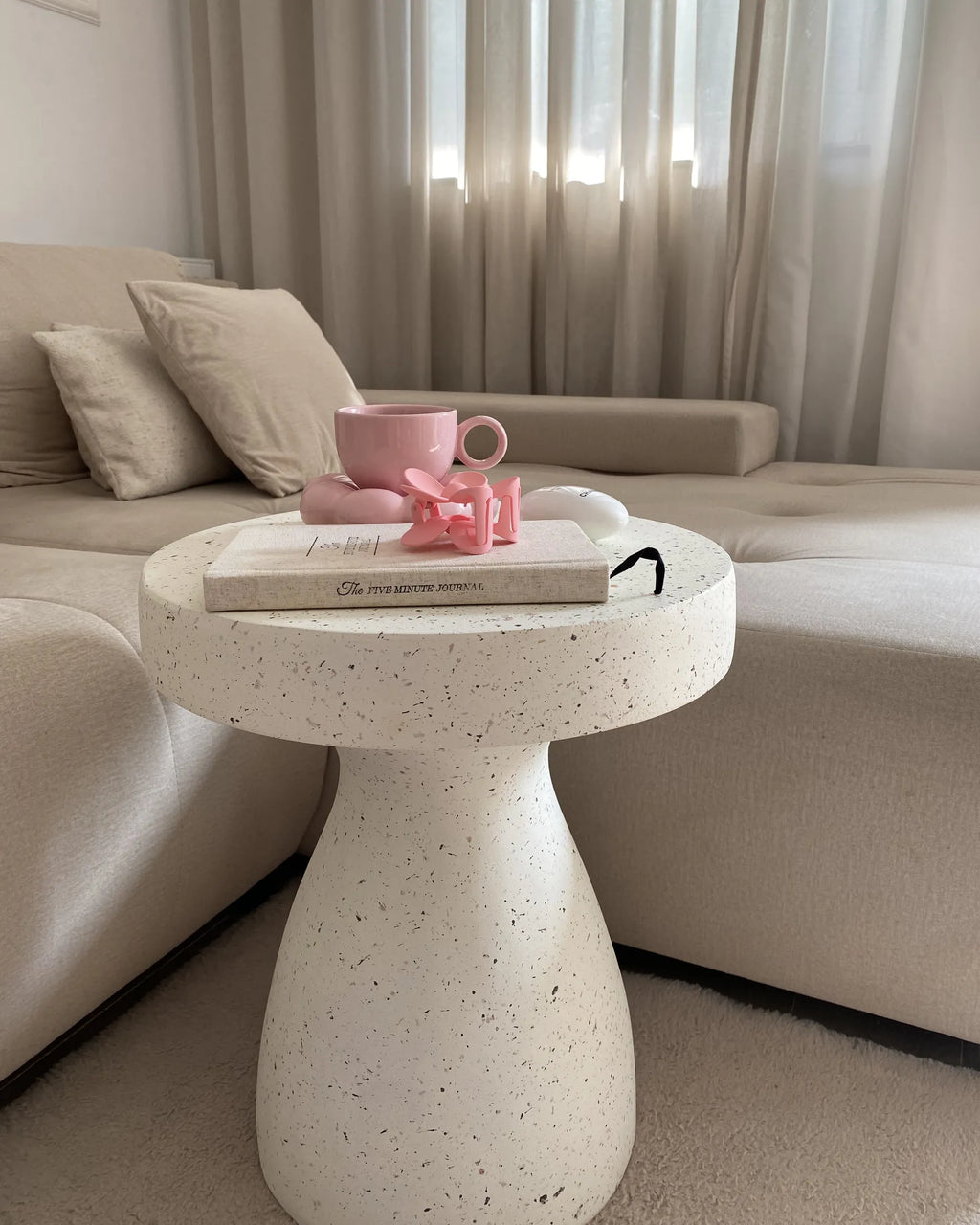 Side Table BIVIERE 39 cm 39 cm Terrazzo Effect White Terrazzo