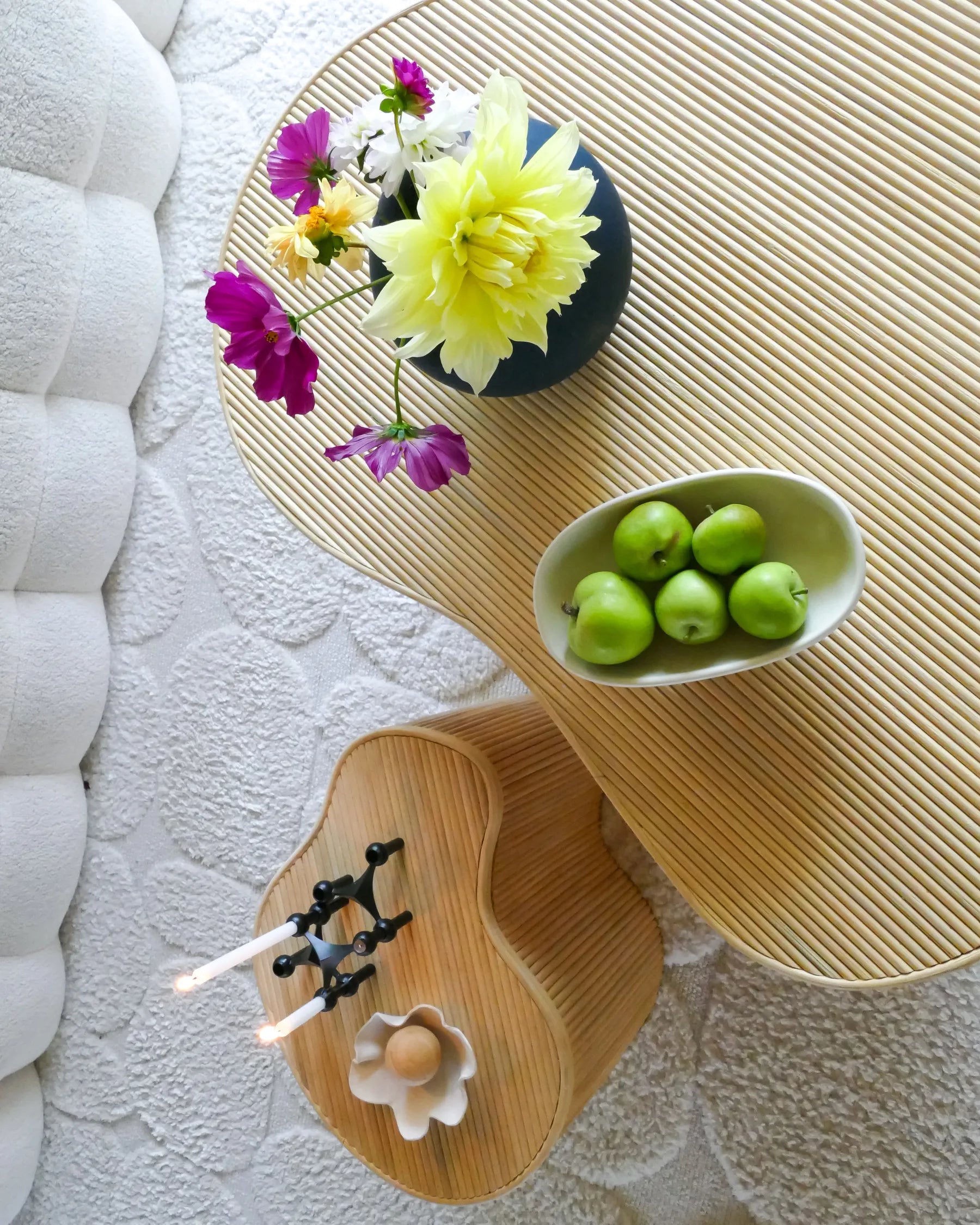 Set of 2 Coffee Tables SALANTI Rattan Natural with Storage