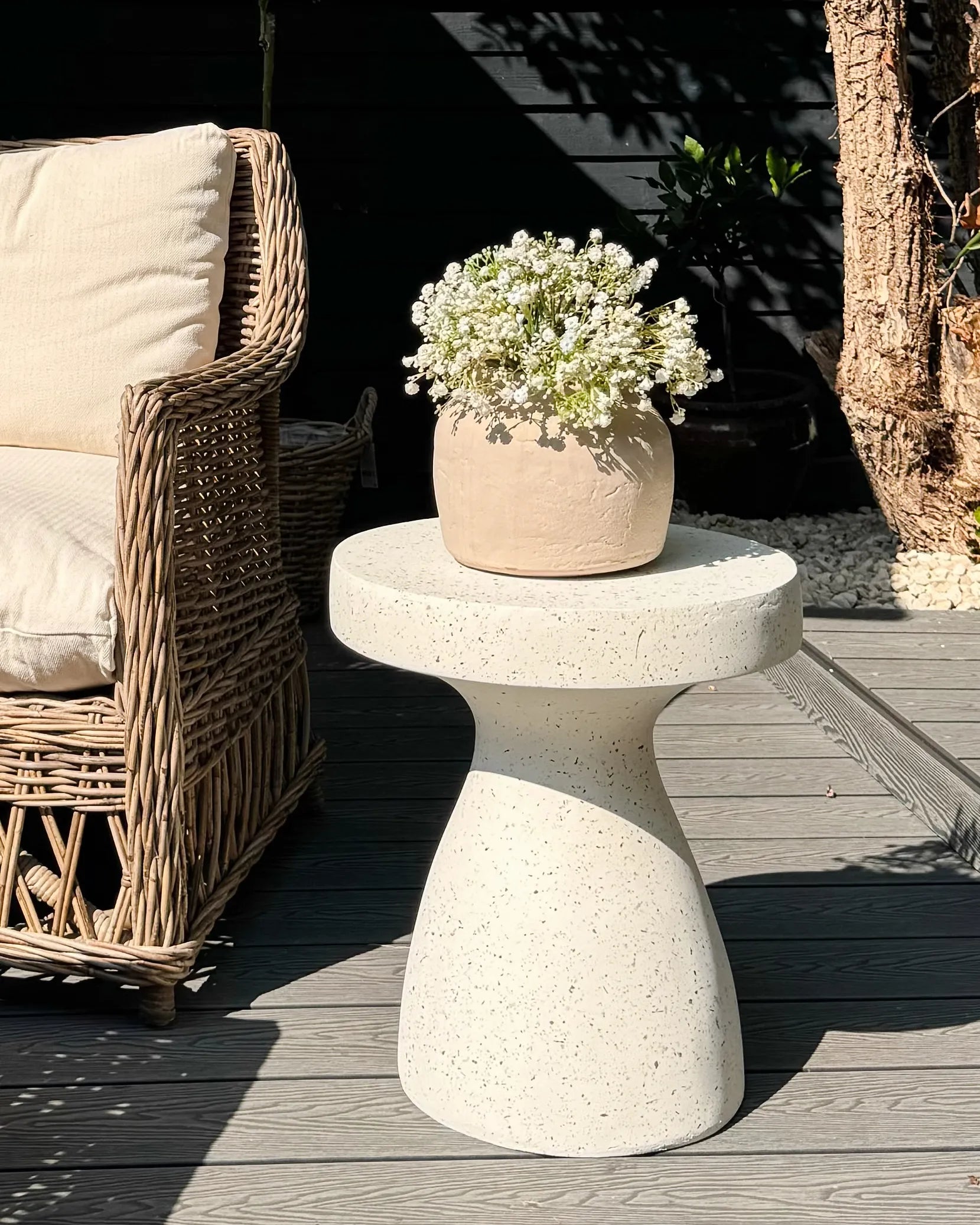 Side Table BIVIERE 39 cm 39 cm Terrazzo Effect White Terrazzo