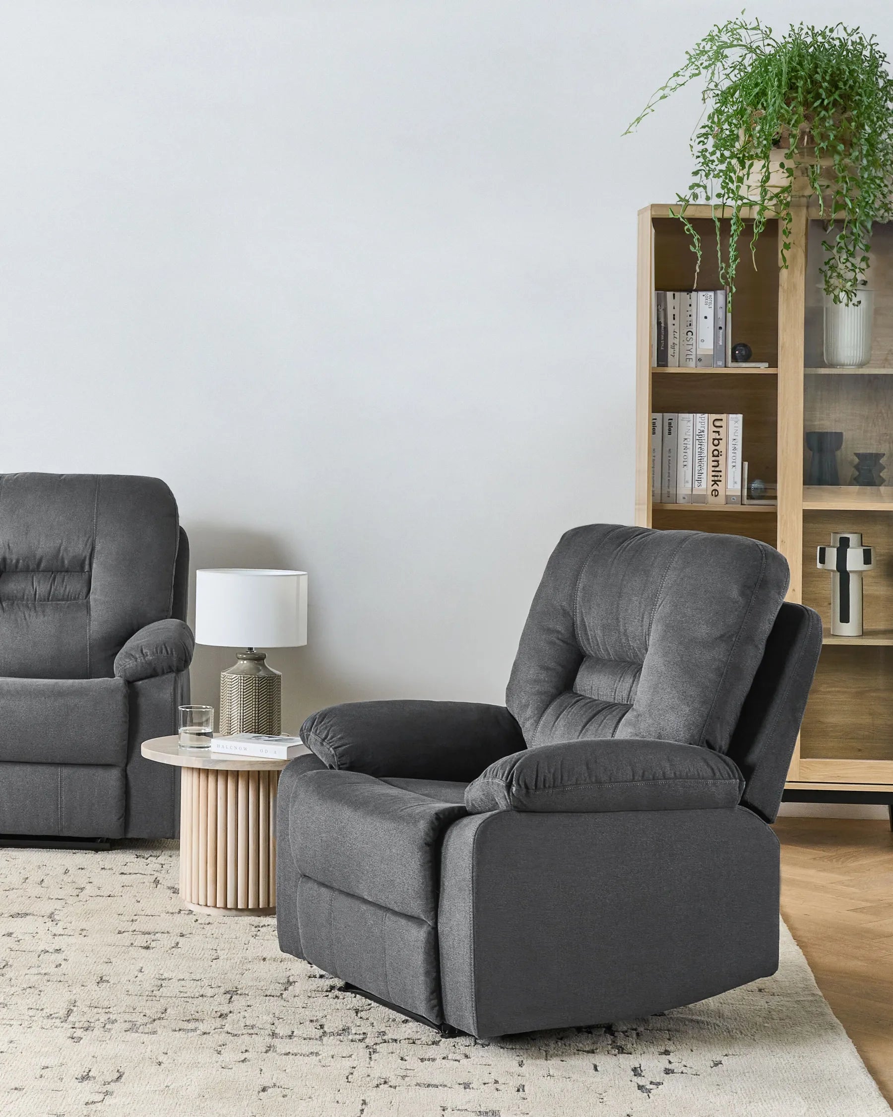 Recliner Chair BERGEN with Footrest Fabric Dark Grey