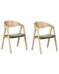 Set of 2 Dining Chairs YUBA Wood Dark Green