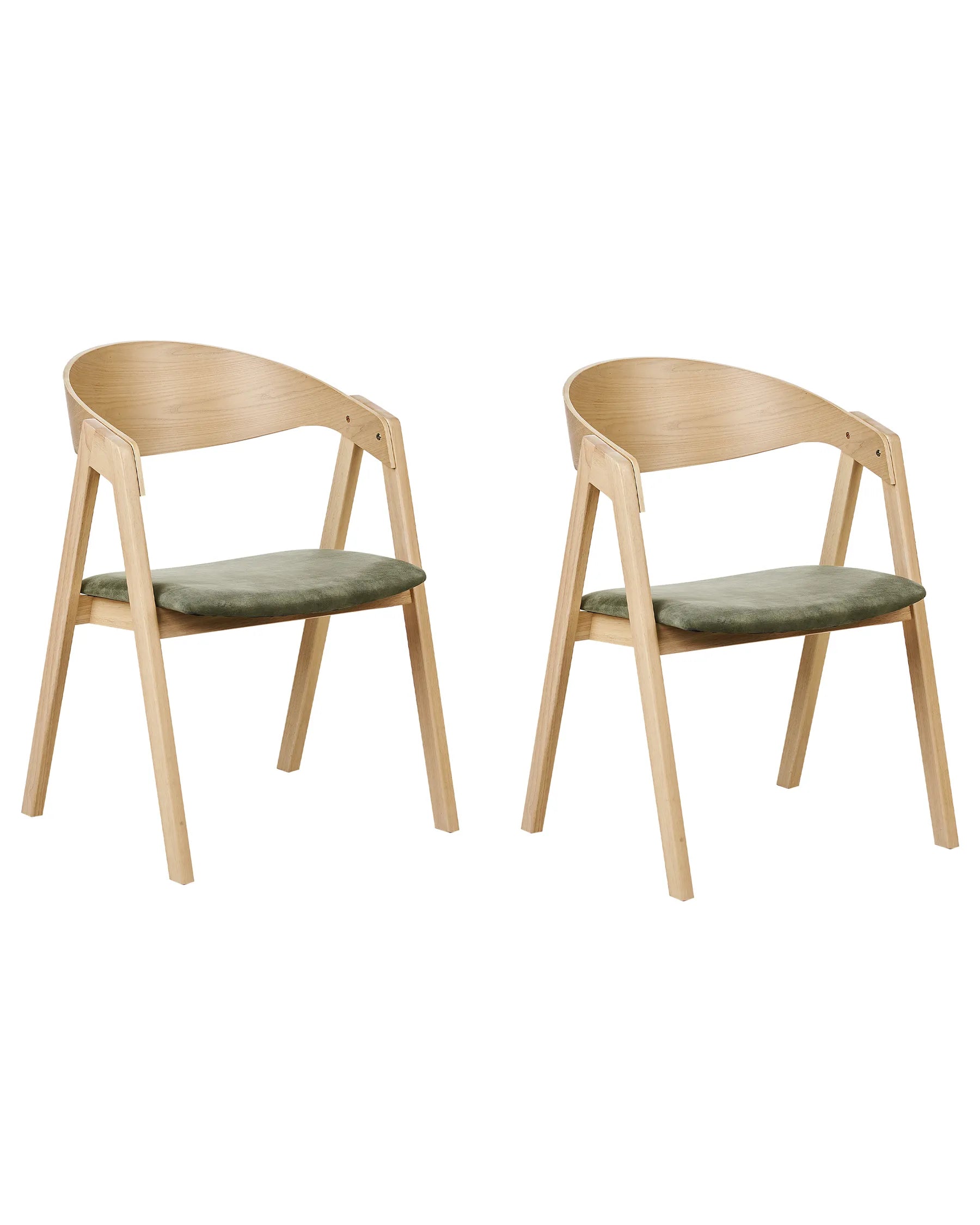 Set of 2 Dining Chairs YUBA Wood Dark Green