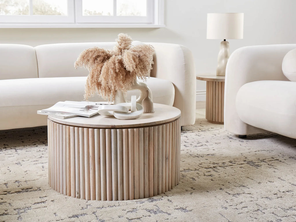 Coffee Table KIRKWOOD Mango Wood Light Brown with Storage