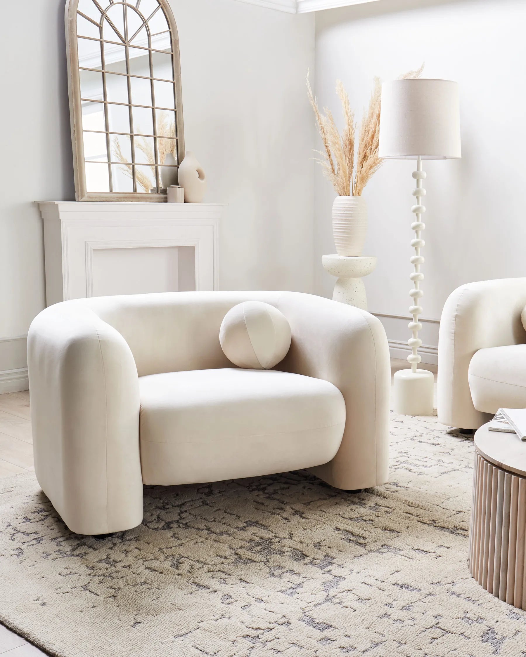 Armchair LEIREN Velvet Off-White
