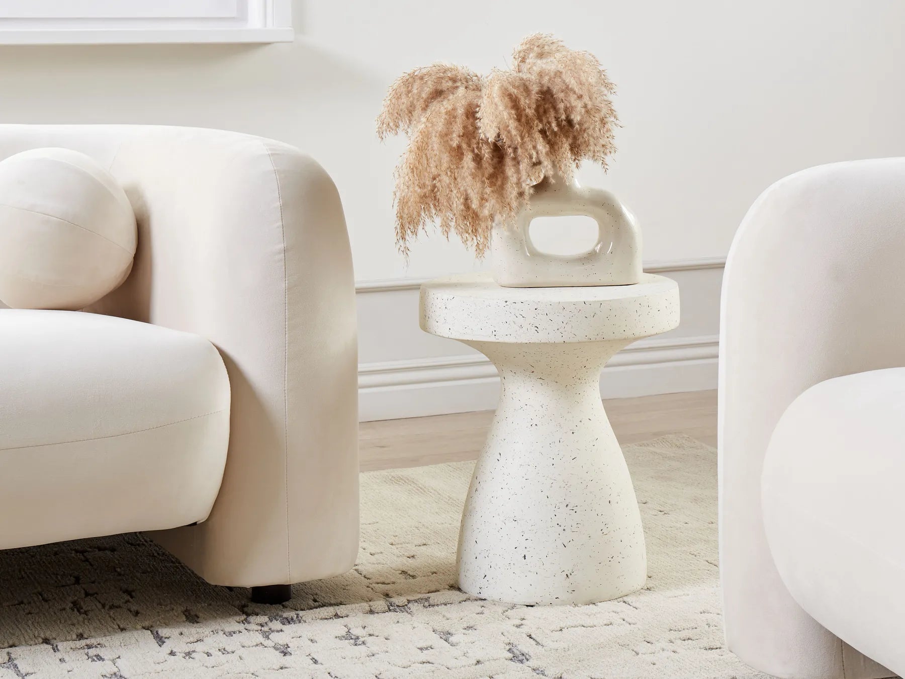 Side Table BIVIERE 39 cm 39 cm Terrazzo Effect White Terrazzo