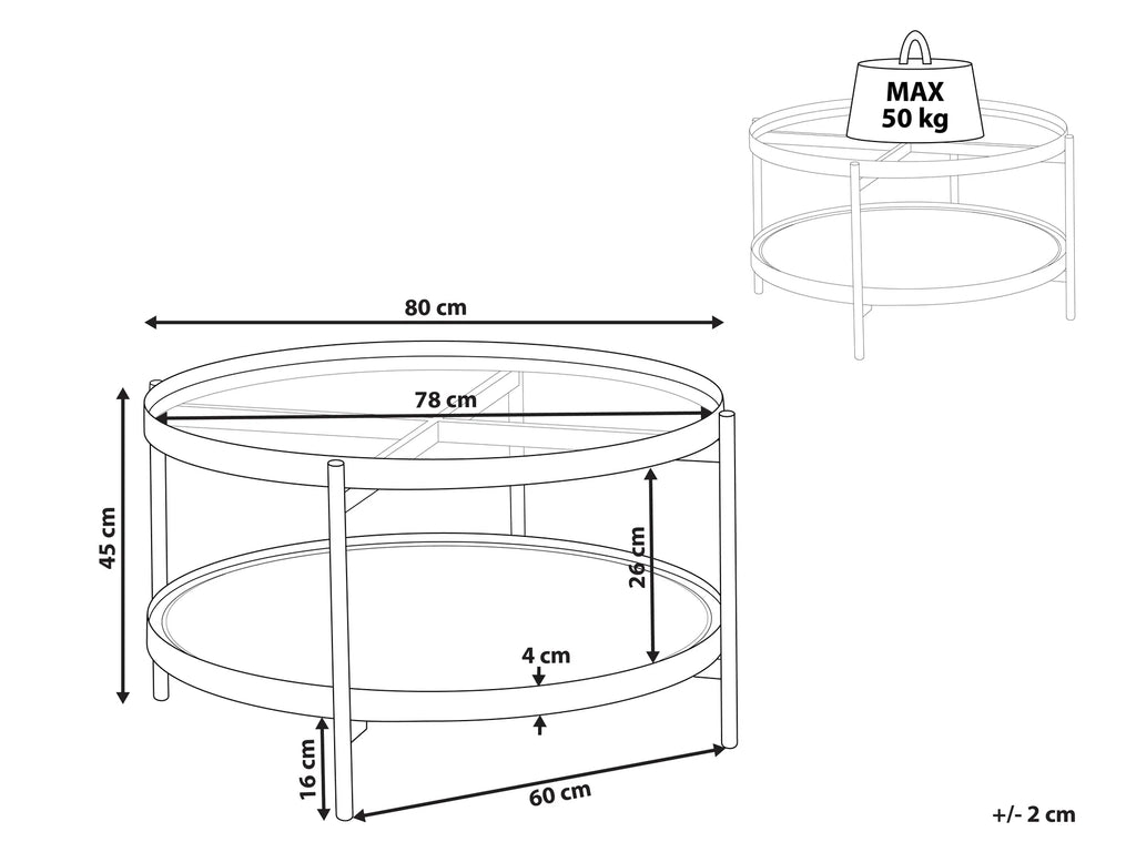 Coffee Table RENO Tempered Glass Black