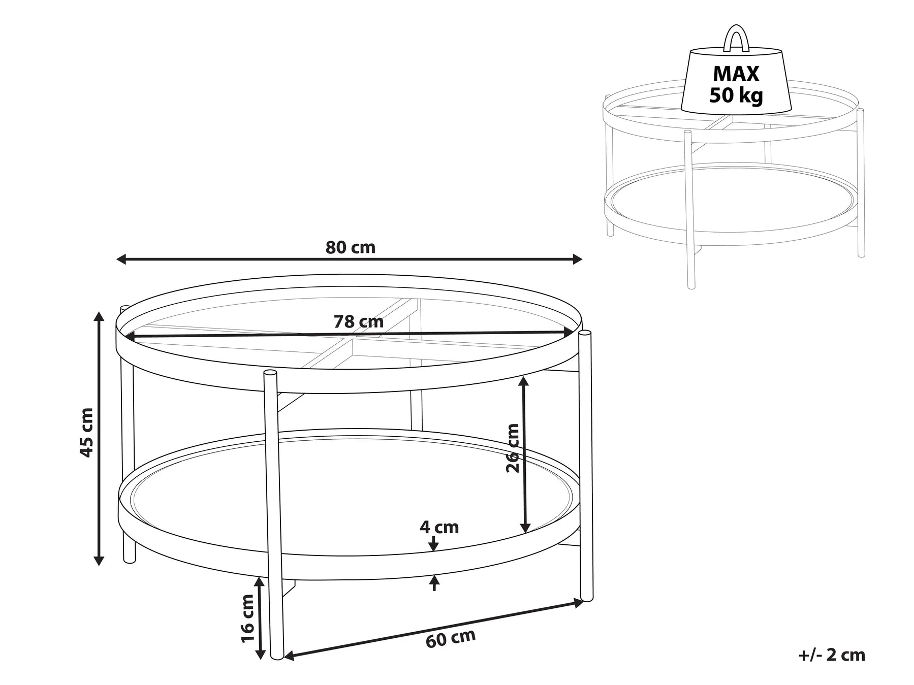 Coffee Table RENO Tempered Glass Black