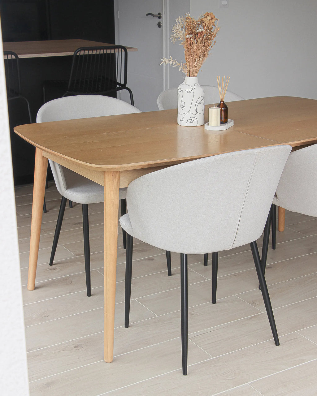 Set of 2 Dining Chairs MASON Fabric Light Beige