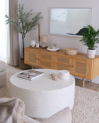 Coffee Table TREZZO 90 cm 90 cm Terrazzo Effect White Terrazzo