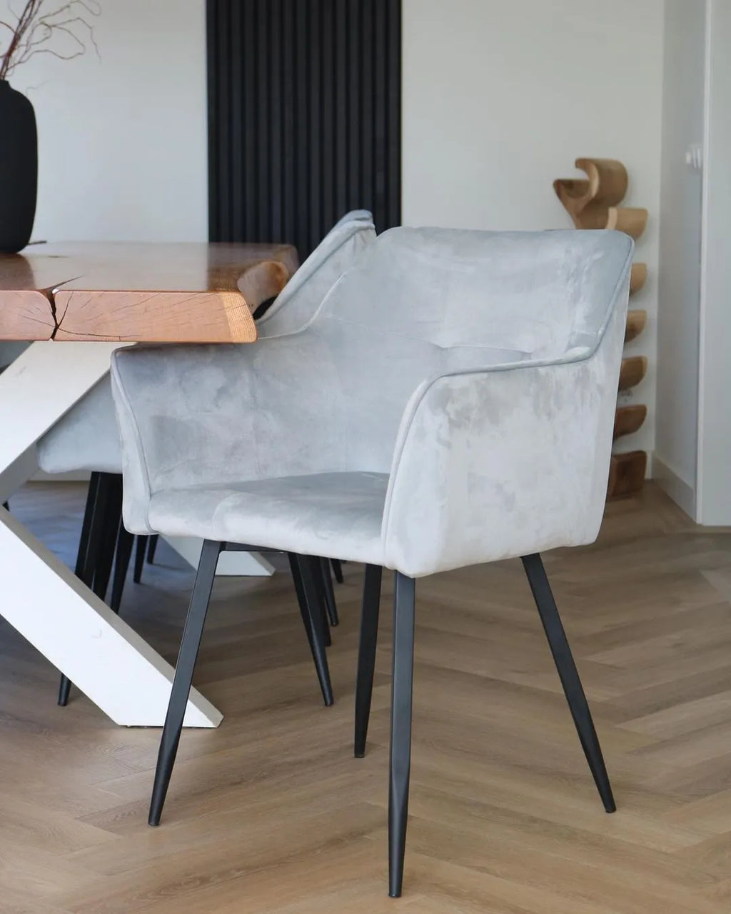 Set of 2 Dining Chairs JASMIN Velvet Light Grey