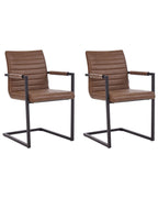 Set of 2 Conference Chairs BUFORD Faux Leather Brown