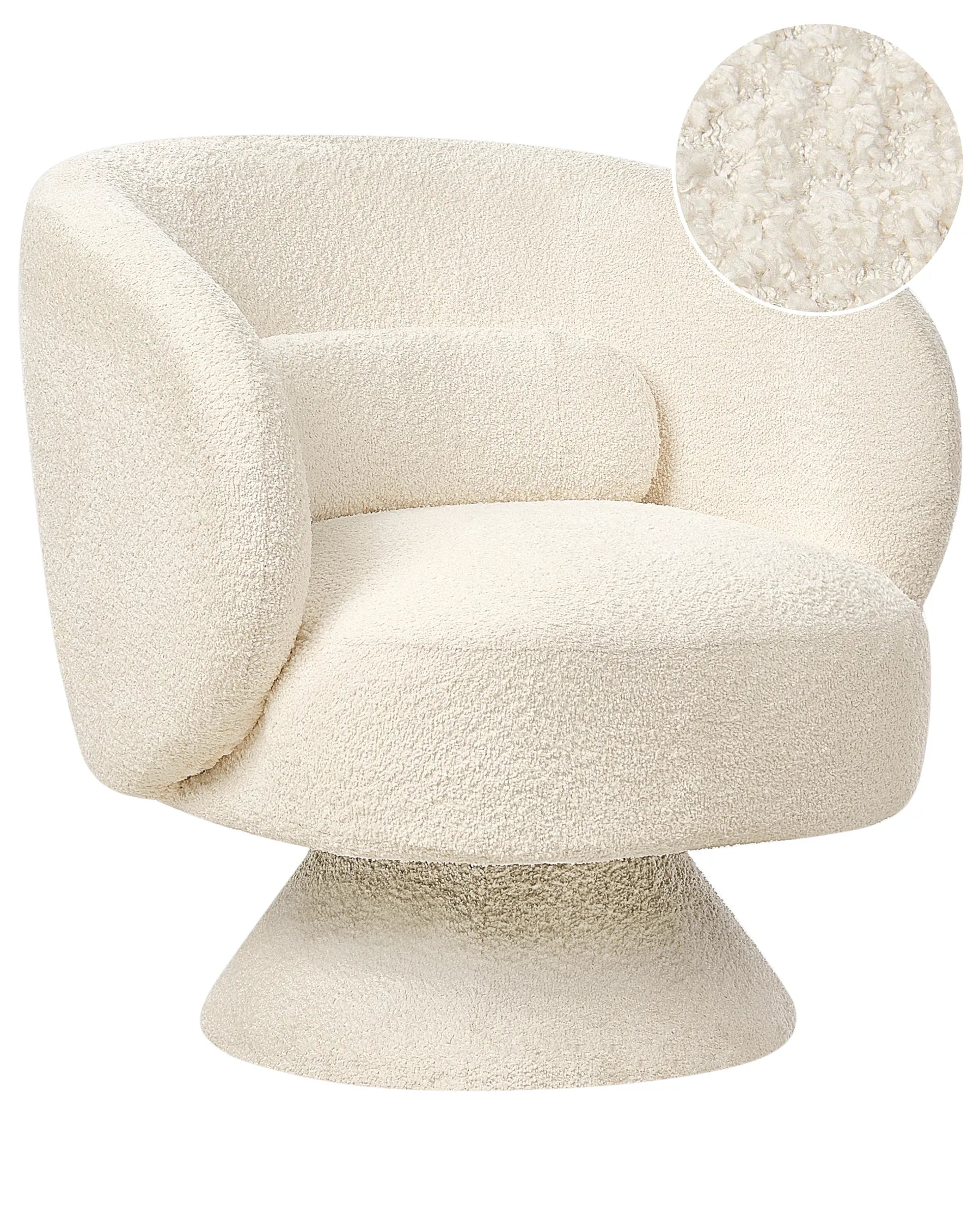 Swivel Armchair LIEKSA Boucle Off-White