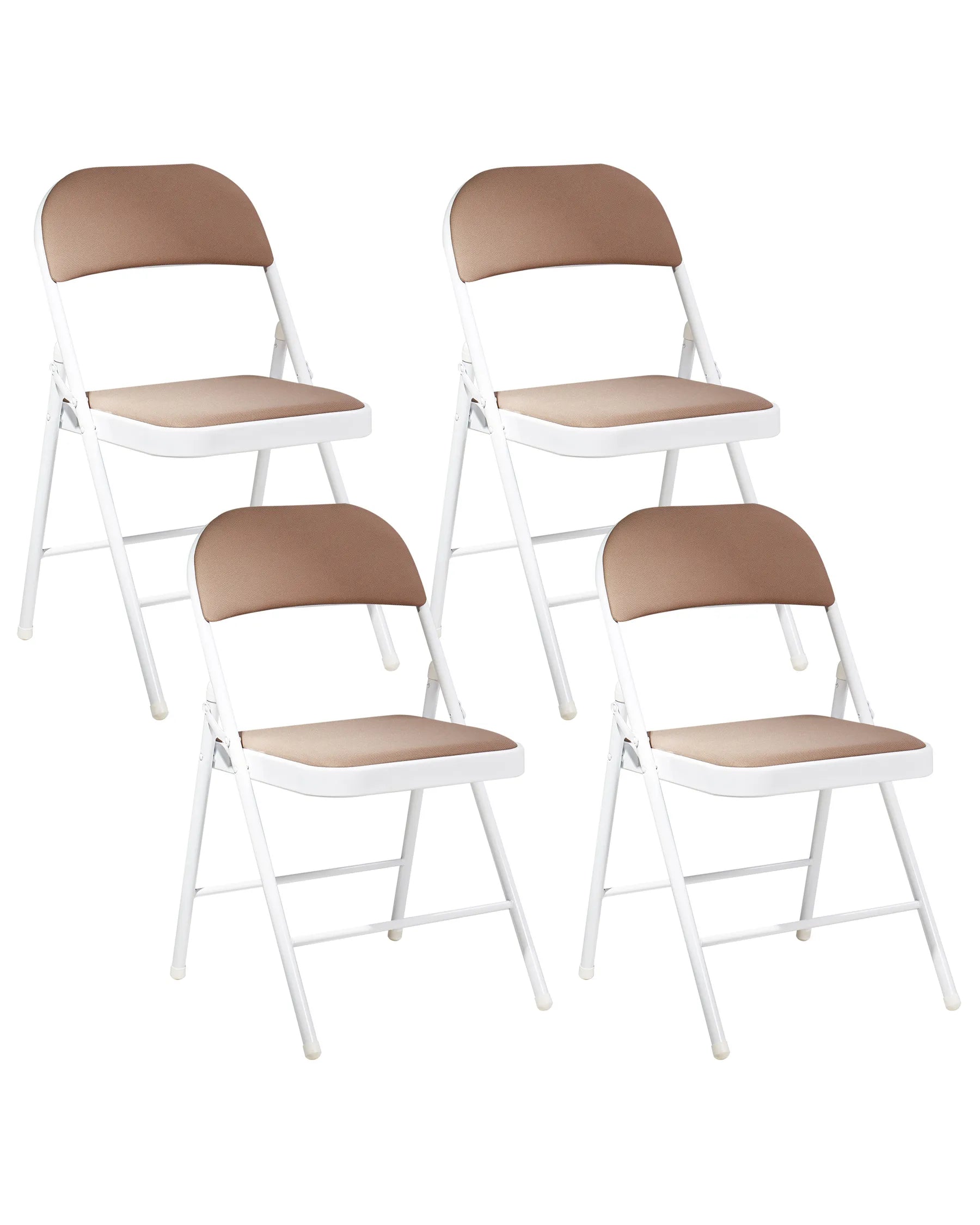 Set of 4 Folding Chairs SPARKS Beige/ White