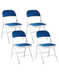Set of 4 Folding Chairs SPARKS Blue/ White