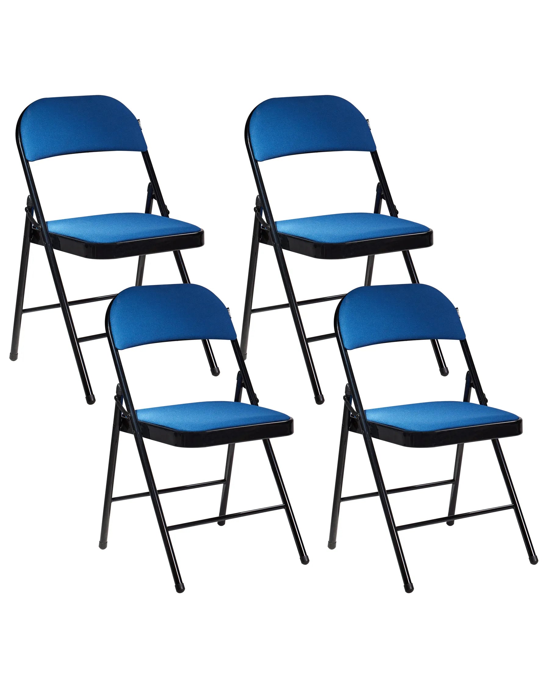 Set of 4 Folding Chairs SPARKS Blue/ Black