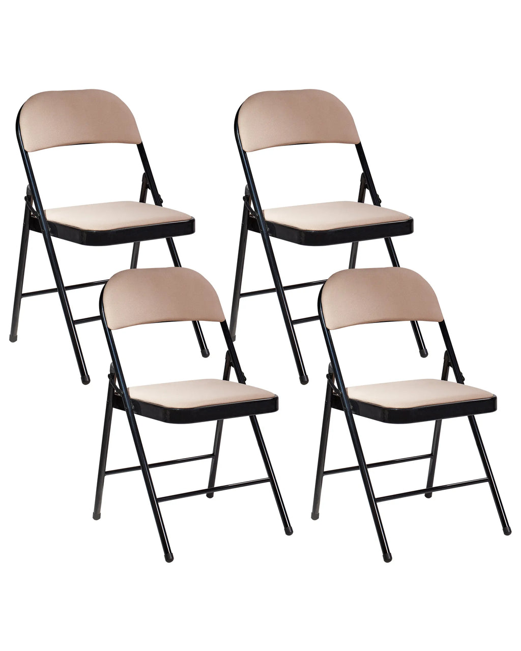 Set of 4 Folding Chairs SPARKS Beige/ Black
