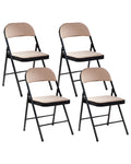 Set of 4 Folding Chairs SPARKS Beige/ Black