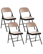 Set of 4 Folding Chairs SPARKS Beige/ Black