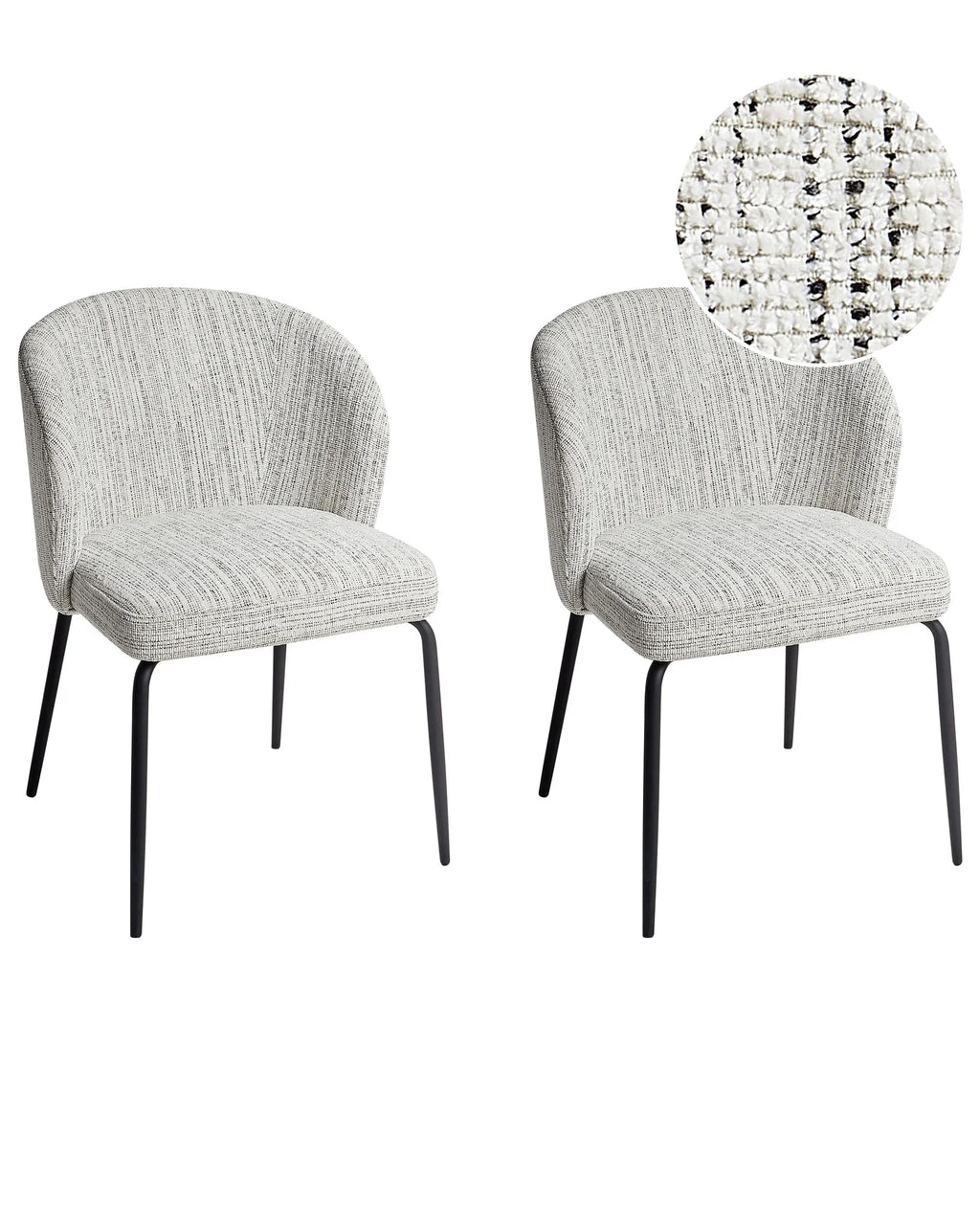 Set of 2 Dining Chairs ZANA Fabric White