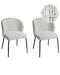 Set of 2 Dining Chairs ZANA Fabric White