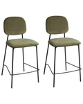 Set of 2 Bar Chairs DUETTE Velvet Olive Green