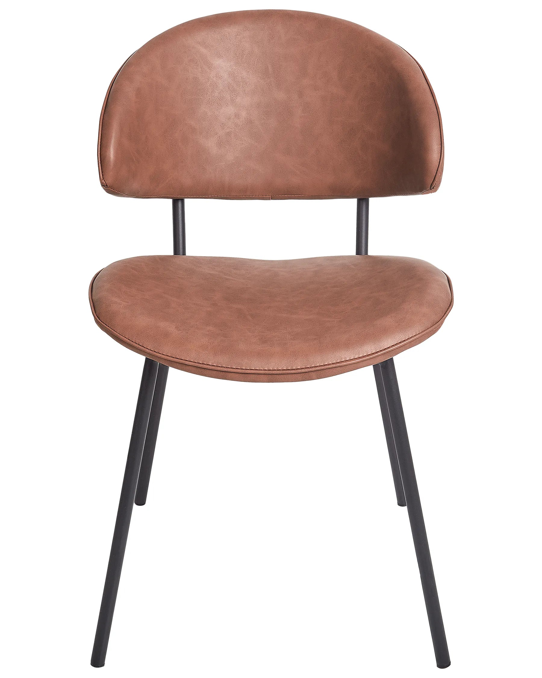 Set of 2 Dining Chairs KIANA Faux Leather Brown