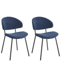 Set of 2 Dining Chairs KIANA Fabric Dark Blue