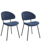 Set of 2 Dining Chairs KIANA Fabric Dark Blue